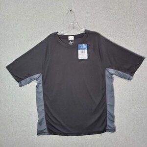 Kanu Surf Men Swimwear XL Black Rash Guard Shirt Short‎ Sleeve Crew Neck NWT